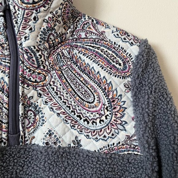 Vera Bradley 1/2 Zip Teddy Fleece Pullover Blue Paisley Women's Size Small - Picture 4 of 9